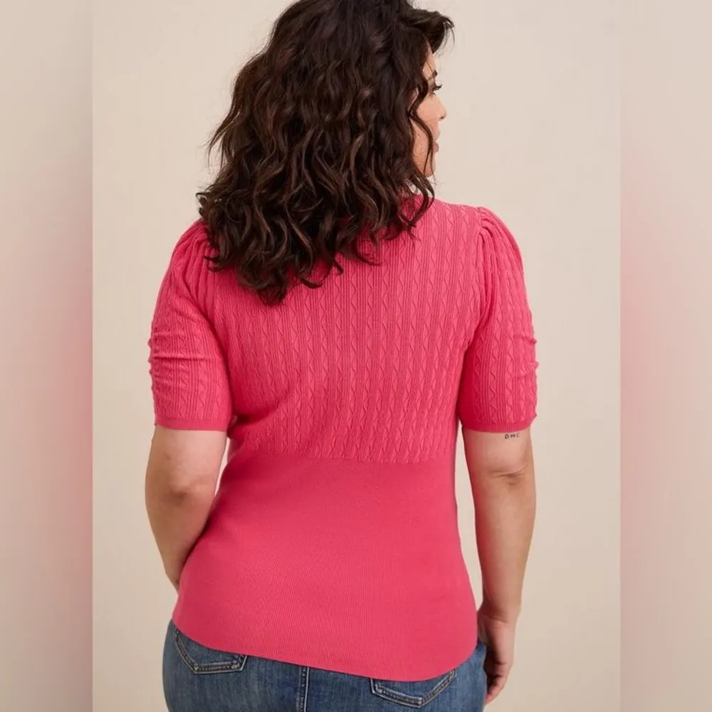 Torrid  Pink Fitted Pullover V-neck Sweater - Image 2