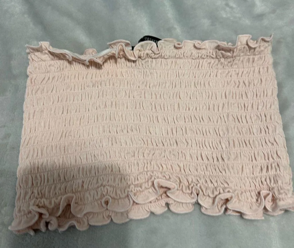 Forever 21 Pink Ruffled Smocked Tube Top - Image 2