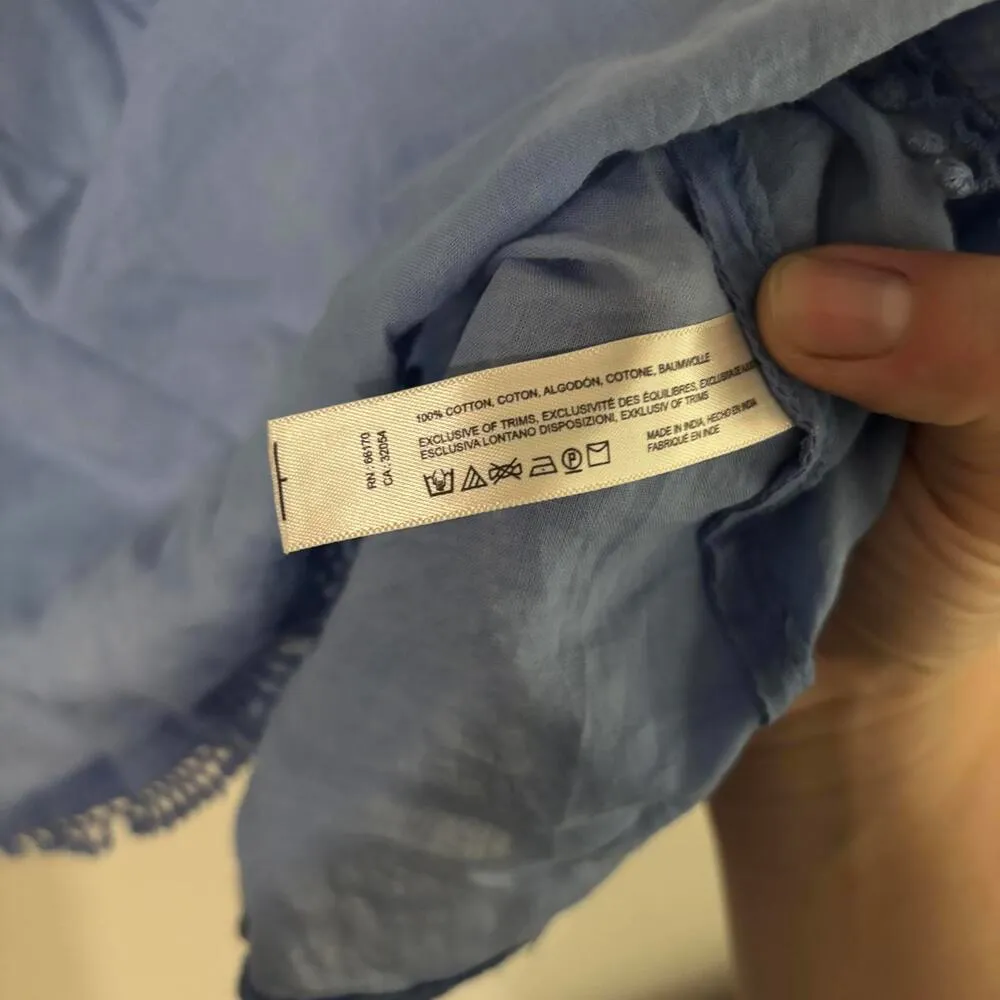 Anthropologie Lilia Blue Semi Sheer Racer ack Tank Top Blouse Coastal Beachy - Image 9