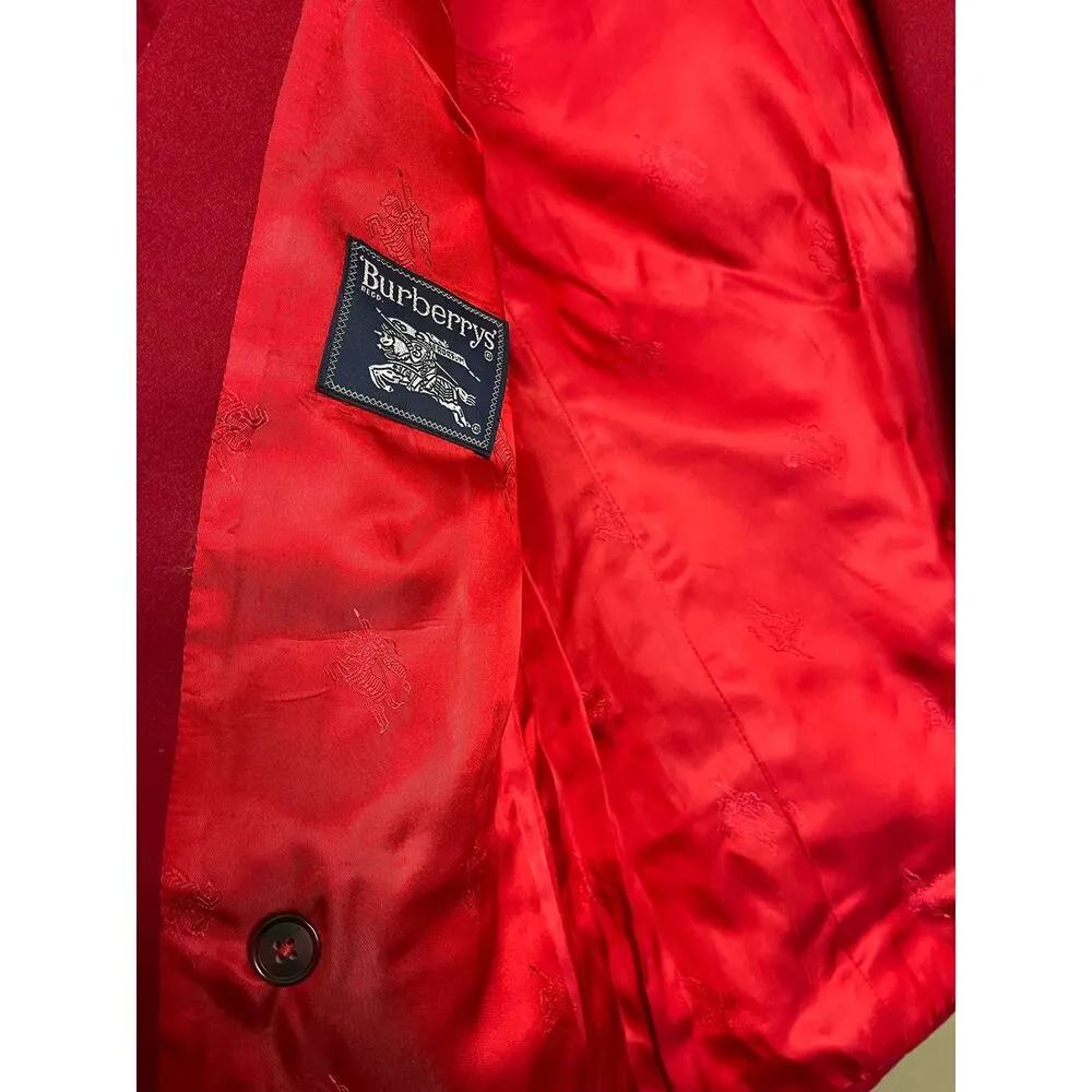 Vintage Red Burberry Long Sleeve Gold Button Detail Double Breasted Blazer - Image 7