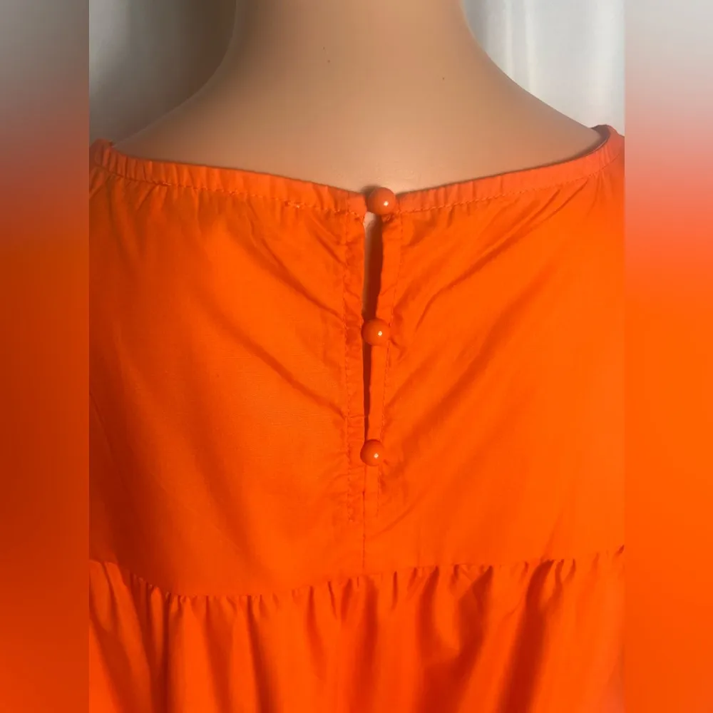 Solution Mini Dress True Orange Color 3 Tiered Lightweight Sleeveless Size L Size L - Image 5