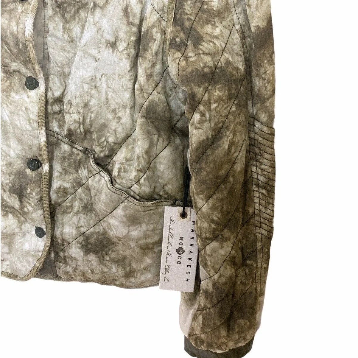 Marrakech Anthropologie NWT Green Tie Dye Quilted Jacket size Large - Image 4