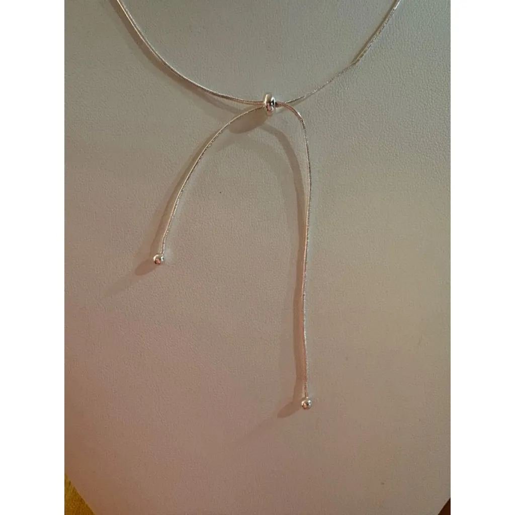 NEW Women's 925 Sterling Silver Lariat Ball Slide Necklace,‎ Adjustable - Image 14