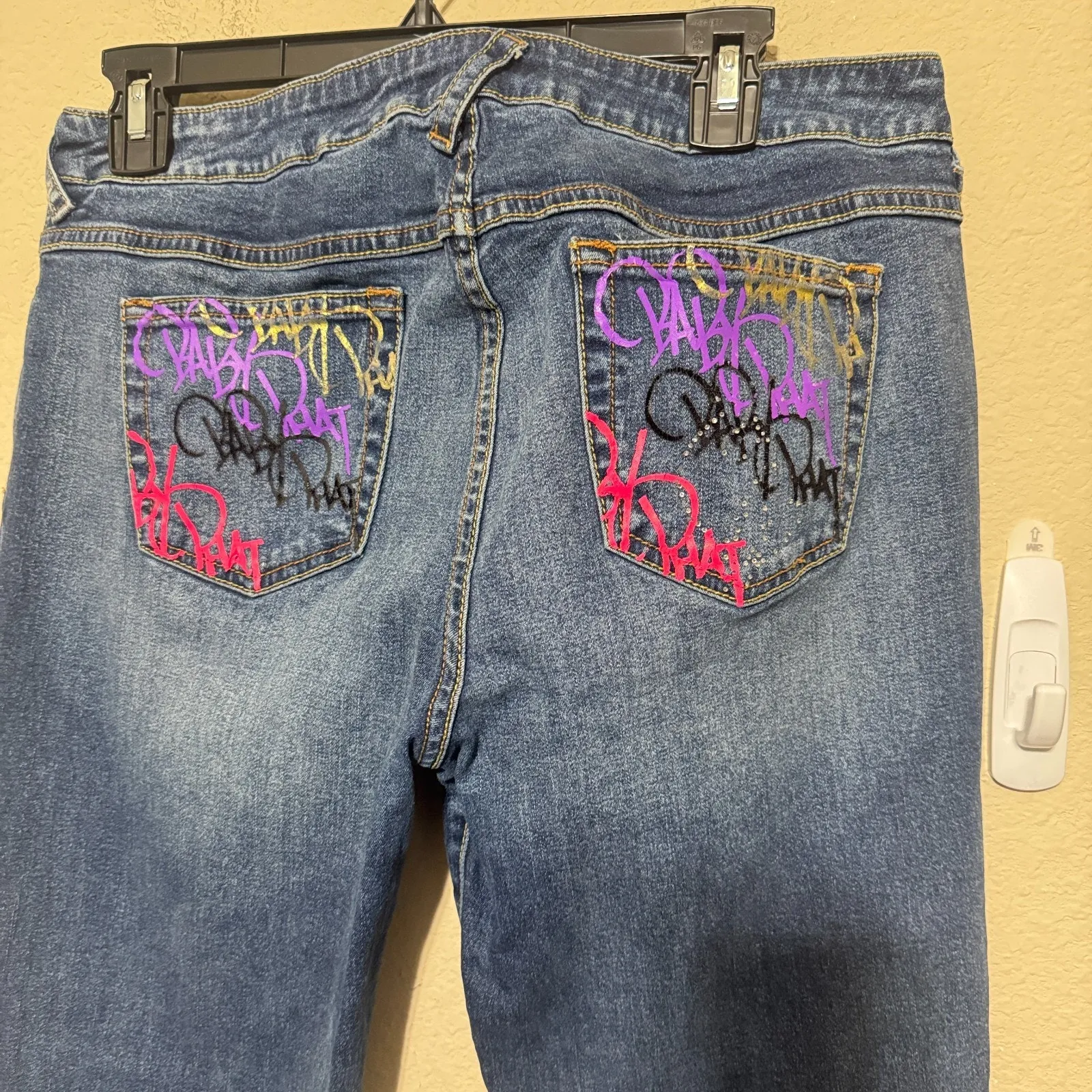 Baby Phat jeans womens 15/16 graffiti pockets y2k vintage denim 90s straight - Image 2