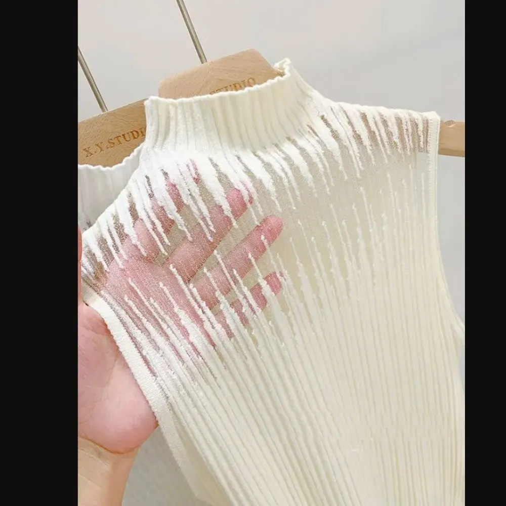 NEW! Women Knit White Mesh Tank Tops Sleeveless / Size Small - Image 4