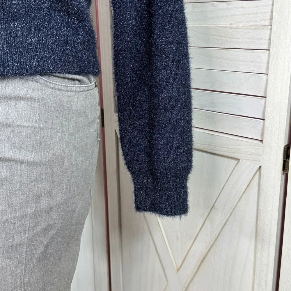 House Of Harlow 1960 Shimmer Sparkle Cardigan Sweater Set Navy Blue XL Chunky - Image 8