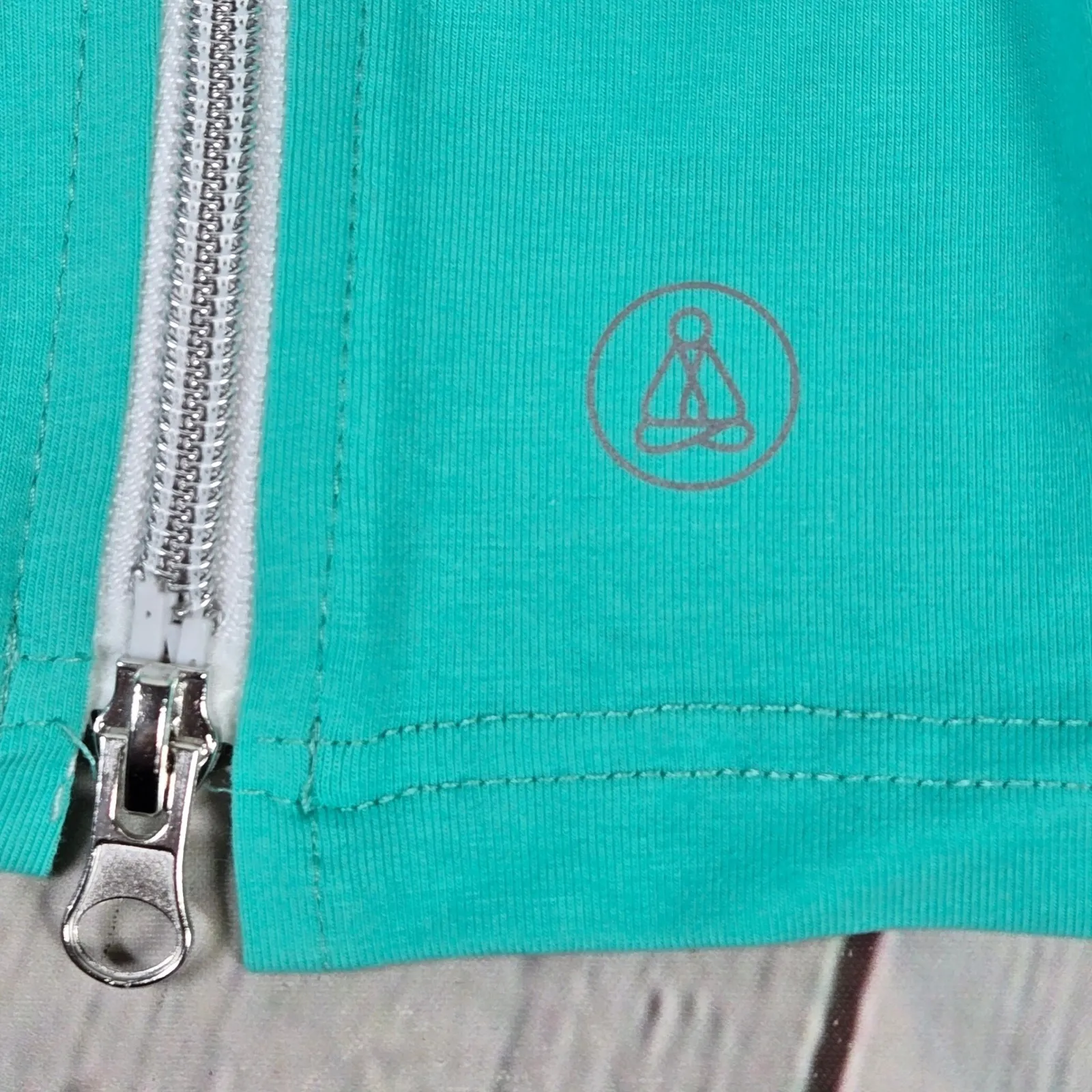 Lux Leisure Neon Buddha Artful Jacket Teal White Color Block Zip Front Hoodie S - Image 8