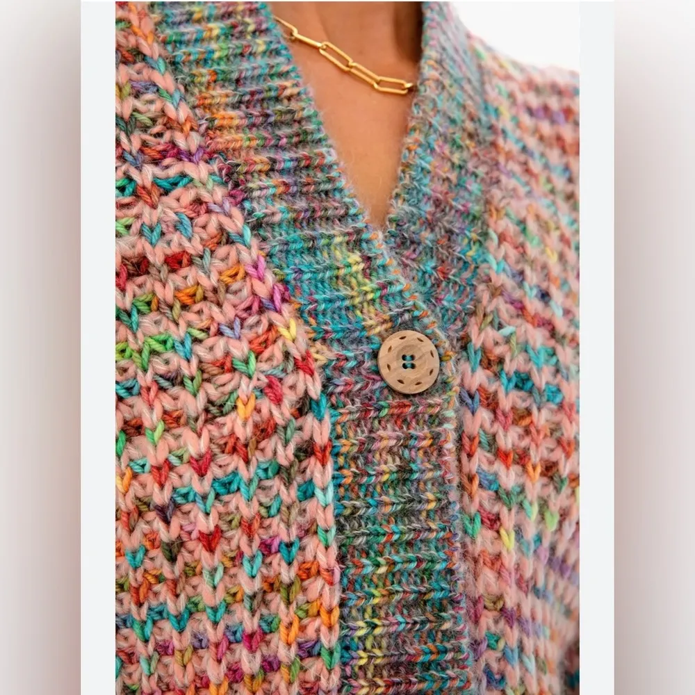 NWOT Ulla Johnson Fiora Wool Puff Sleeve Rainbow Cardigan Sweater Size Small - Image 9