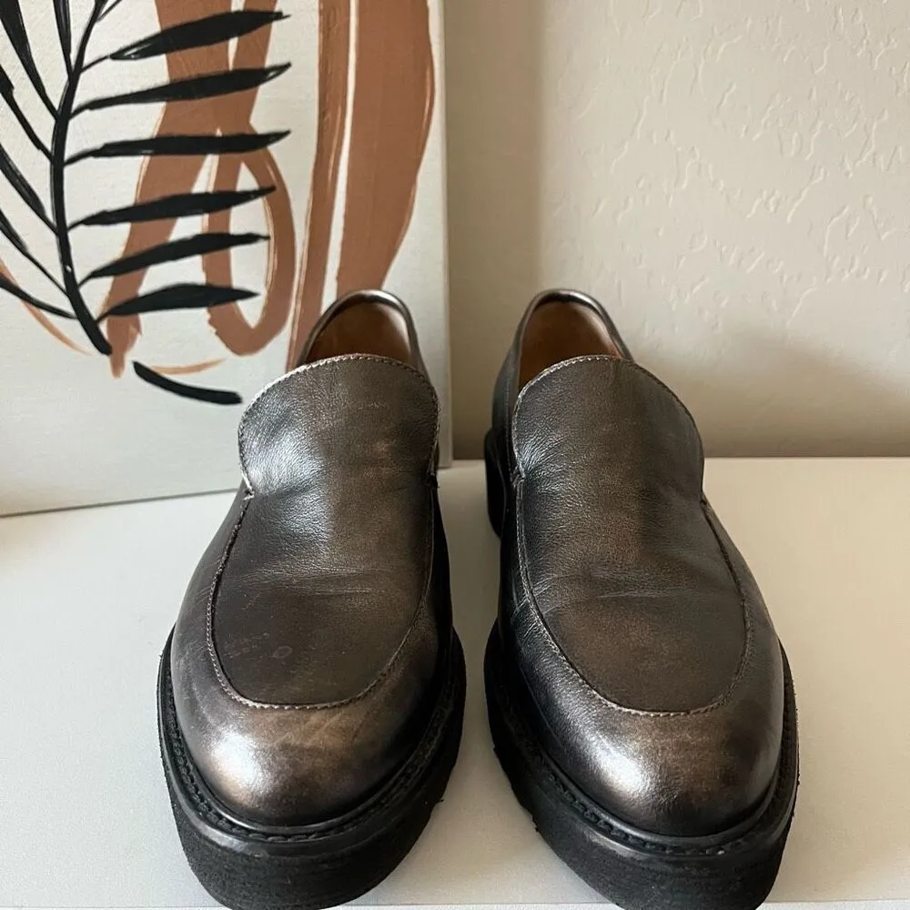 Aquatalia Kelsey‎ Bronze Slip On Platform Leather Loafers Size 8.5 - Image 3