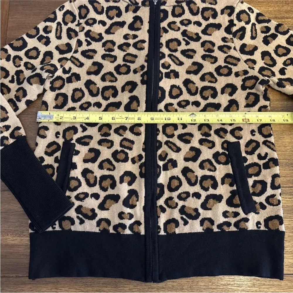 Rachel Zoe Cheetah Full Zip Sweater Cardigan Animal Print Fall Cozy Pockets SZ S - Image 8