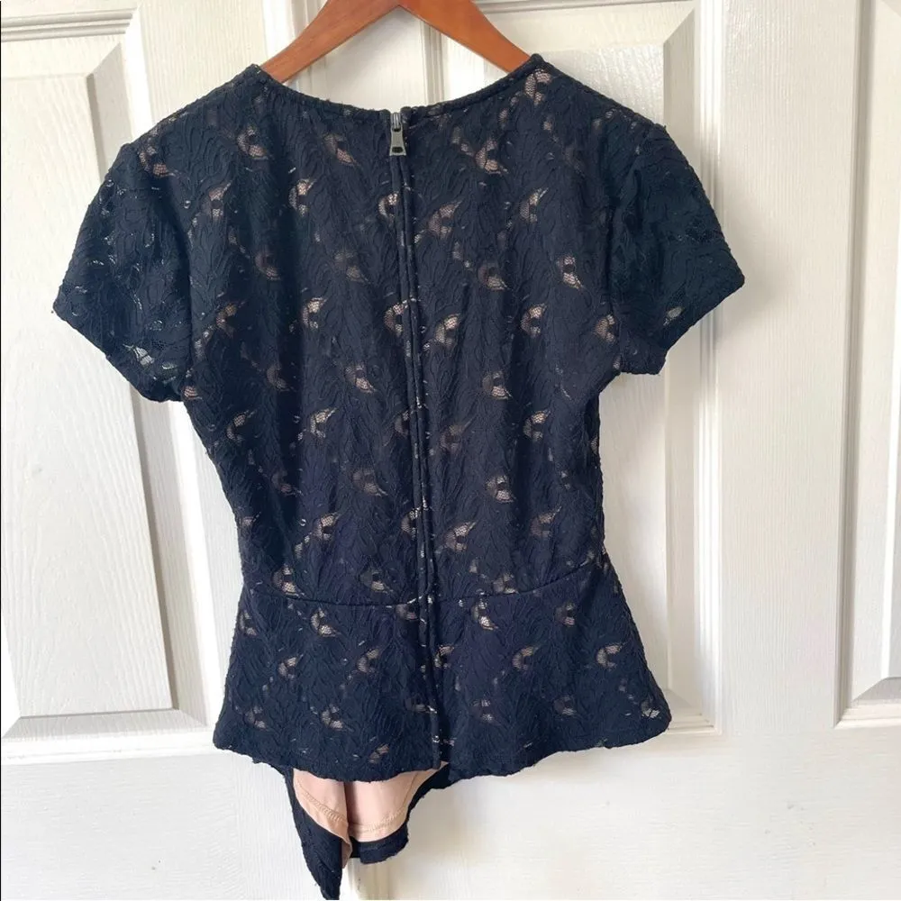 BCBG black lace peplum top - Image 2