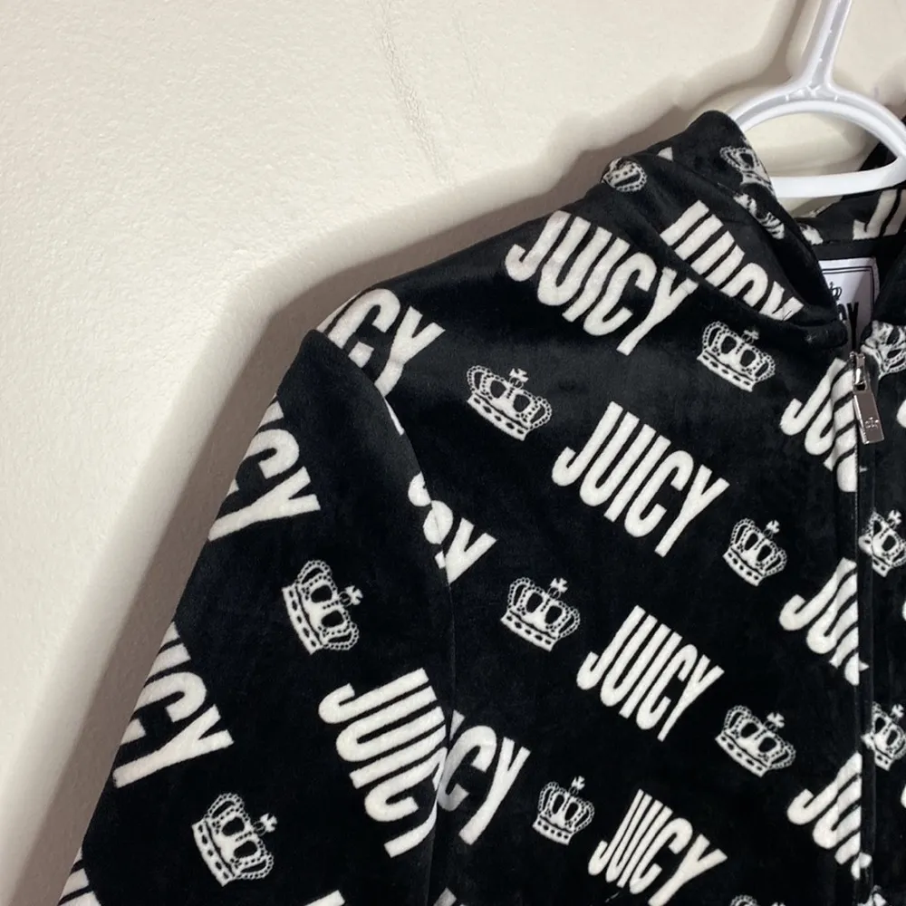 Juicy couture terry cloth crown spell out zip up hoodie size S - Image 4