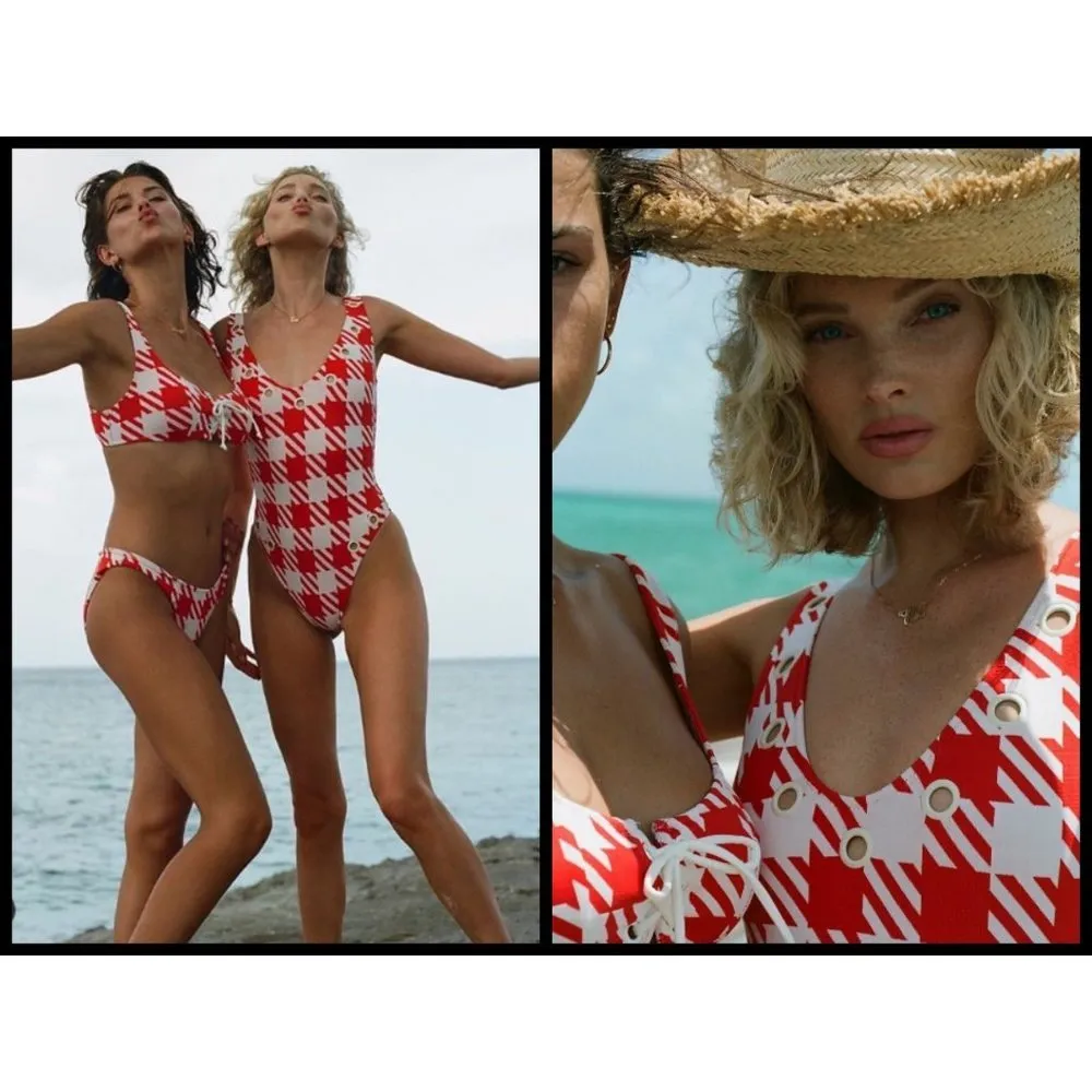 💕SOLID & STRIPED Michelle Eyelet Gingham Swimsuit - Image 8