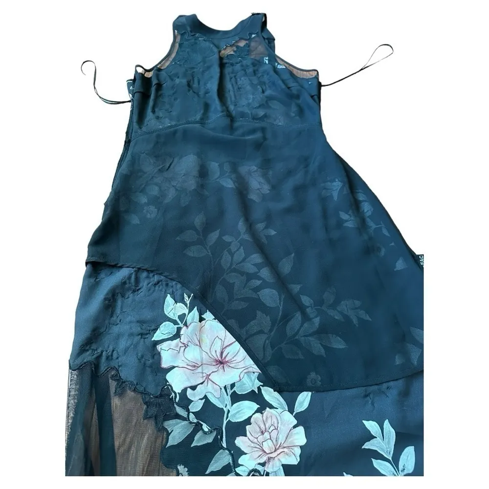 Guess Aluara Women's Black Pink Floral Embroidered Sexy Halter Midi Dress Size 0 - Image 11