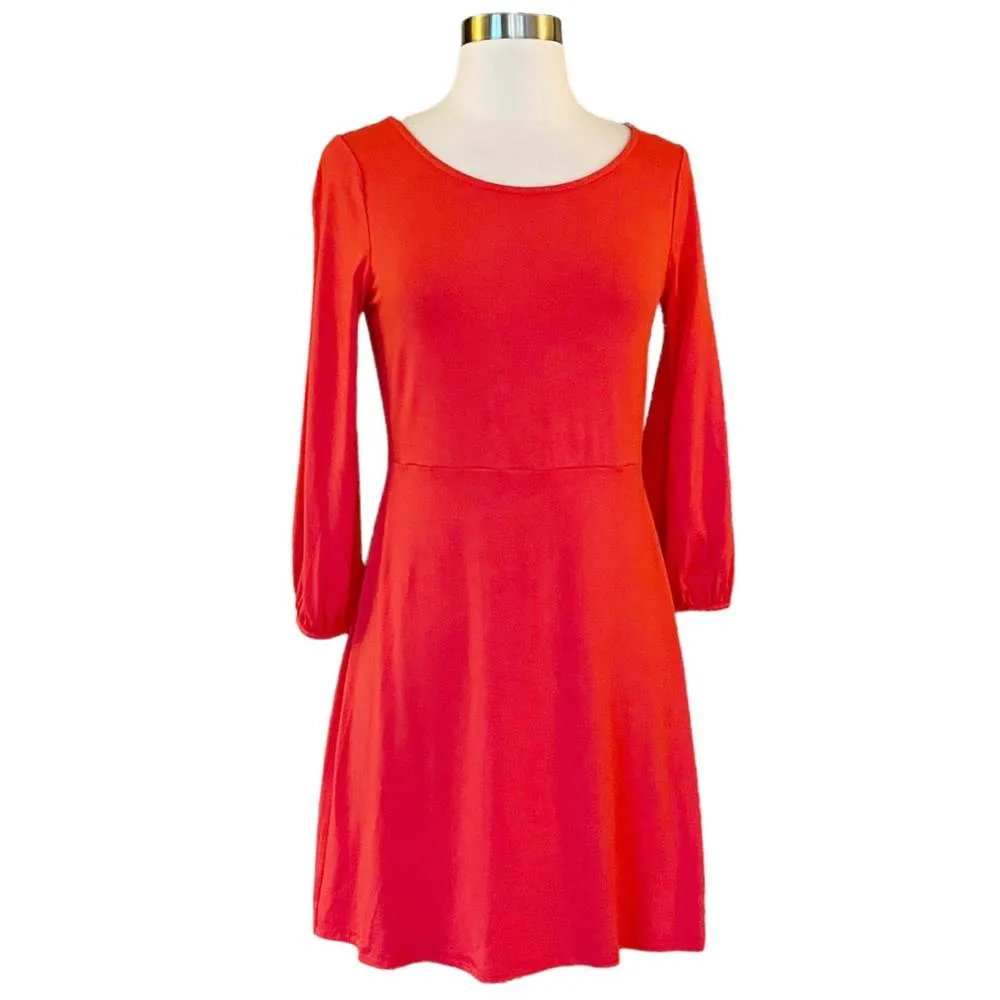 BODEN Lucie Mini Dress Red Jersey Tunic 3/4 Balloon Sleeves Soft Lightweight 4P - Image 8