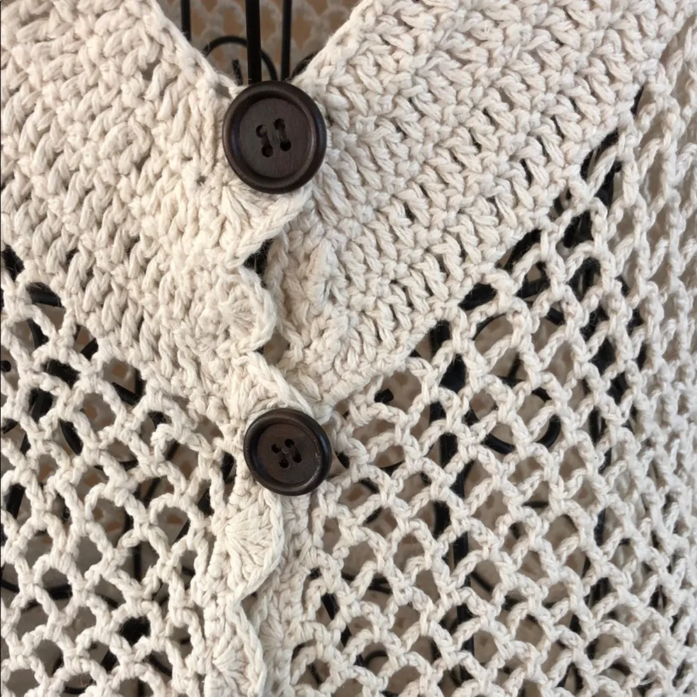 Maurices Cream Crocheted Button Down Vest - Image 3