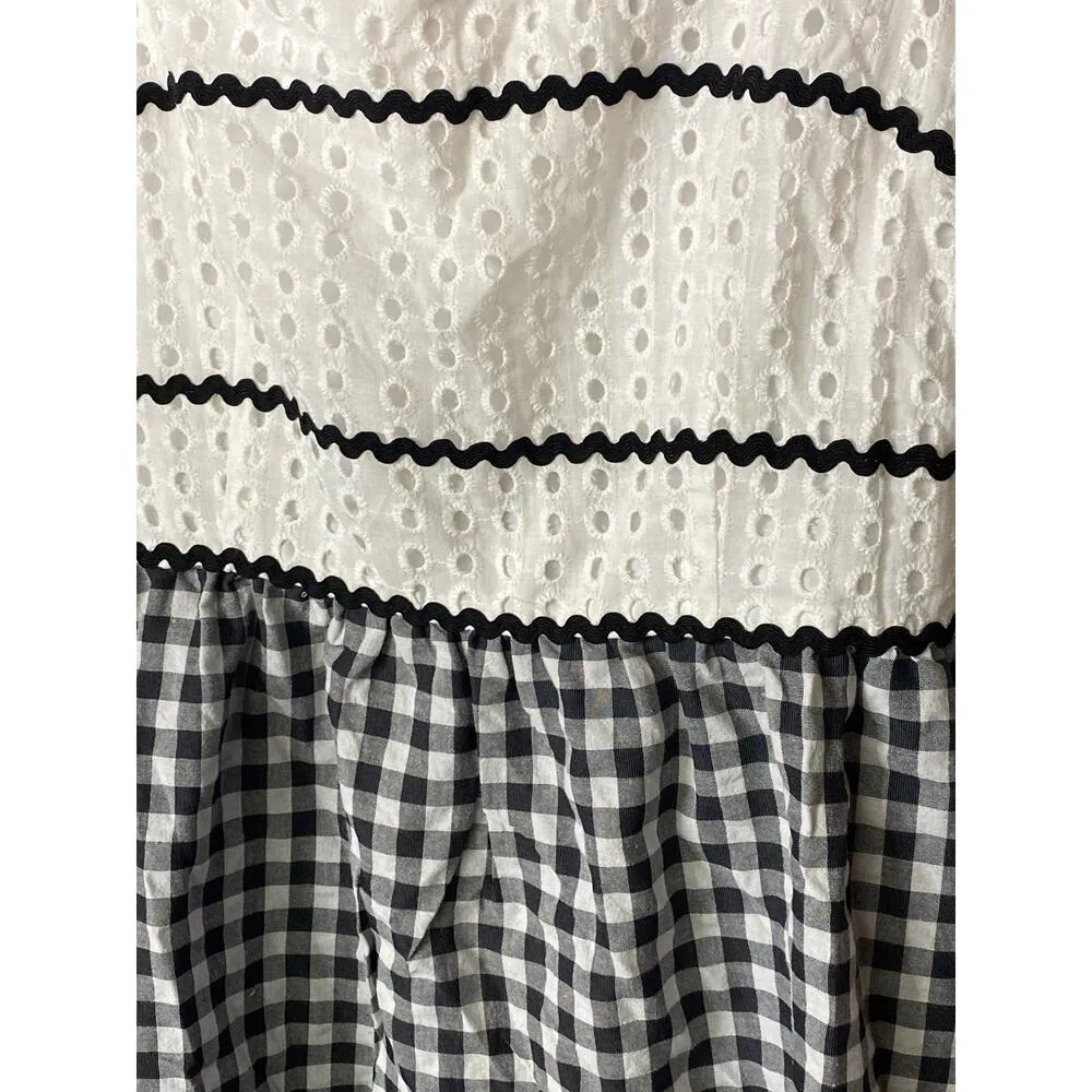 Cider Women's Size Large Eyelet Embroidered Mini Dress White Black Zip Up NWT - Image 2