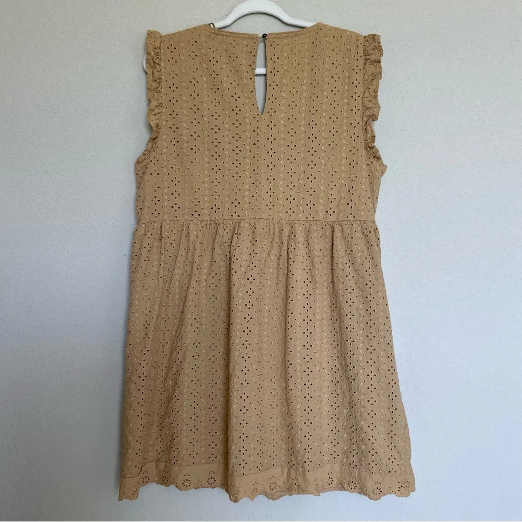 Knox Rose Gold Tan Babydoll Eyelet Pattern Dress - Image 3