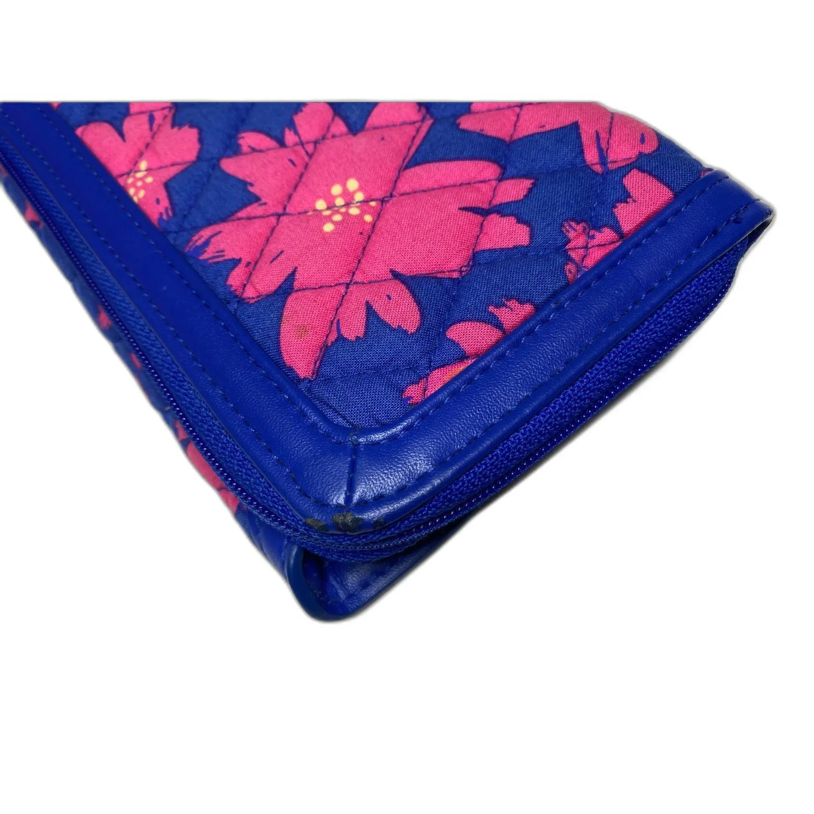 Vera Bradley Art Poppies Wristlet Clutch Pink Blue Floral Small Bag (Flawed) - Image 6