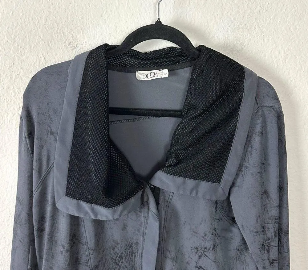 Vintage Y2K Deca Paris Fishnet Full Zip Jacket a WhimsyGoth Punk 12 Large Artsy Gray - Image 3