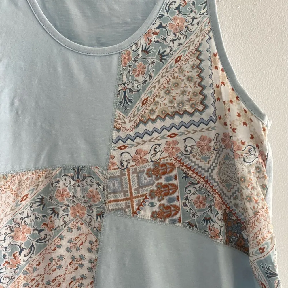 Doe & Rae blue patchwork sleeveless top size small - Image 4