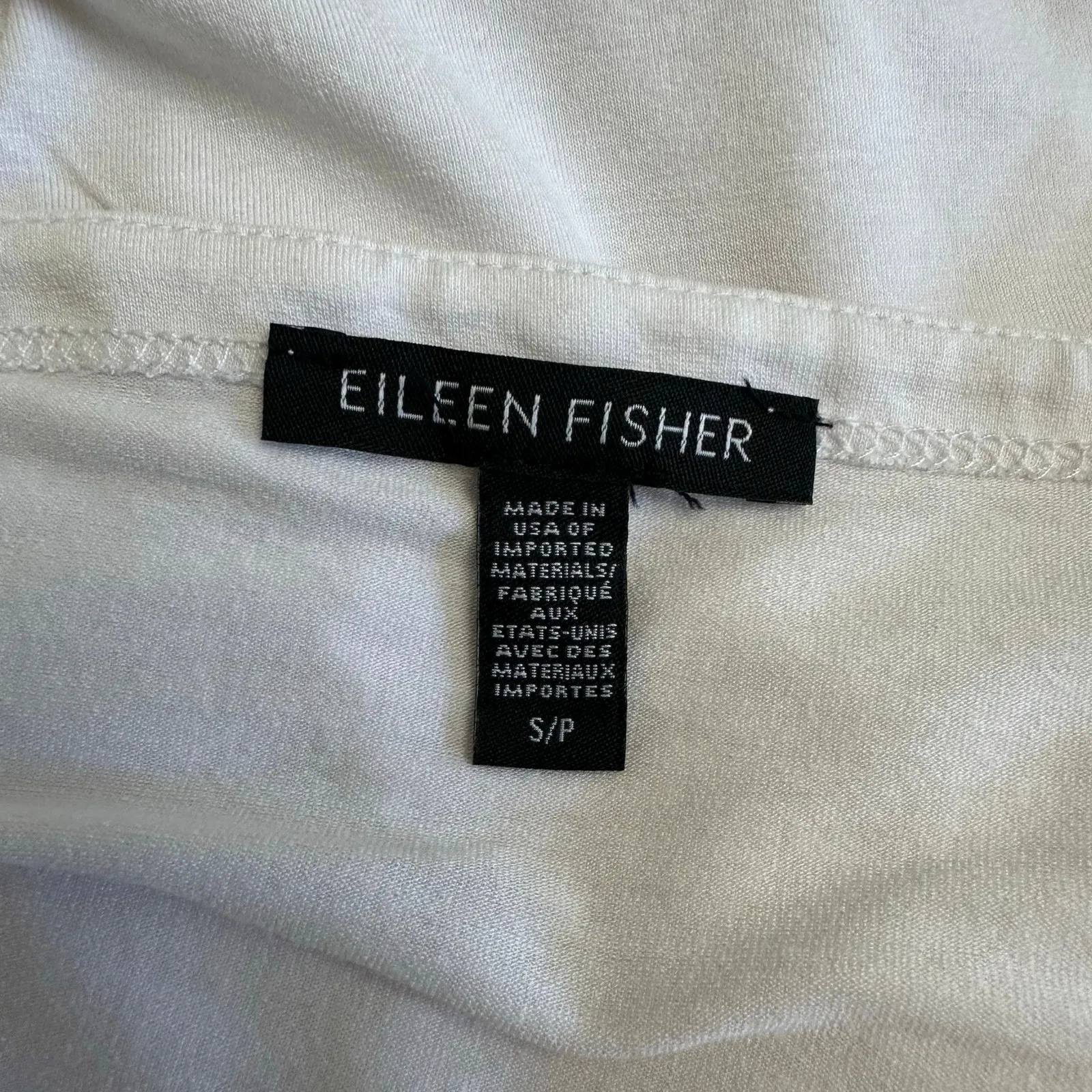 Eileen Fisher Women’s White Top S Boatneck 3/4‎ Sleeve Stretch Jersey Knit - Image 2
