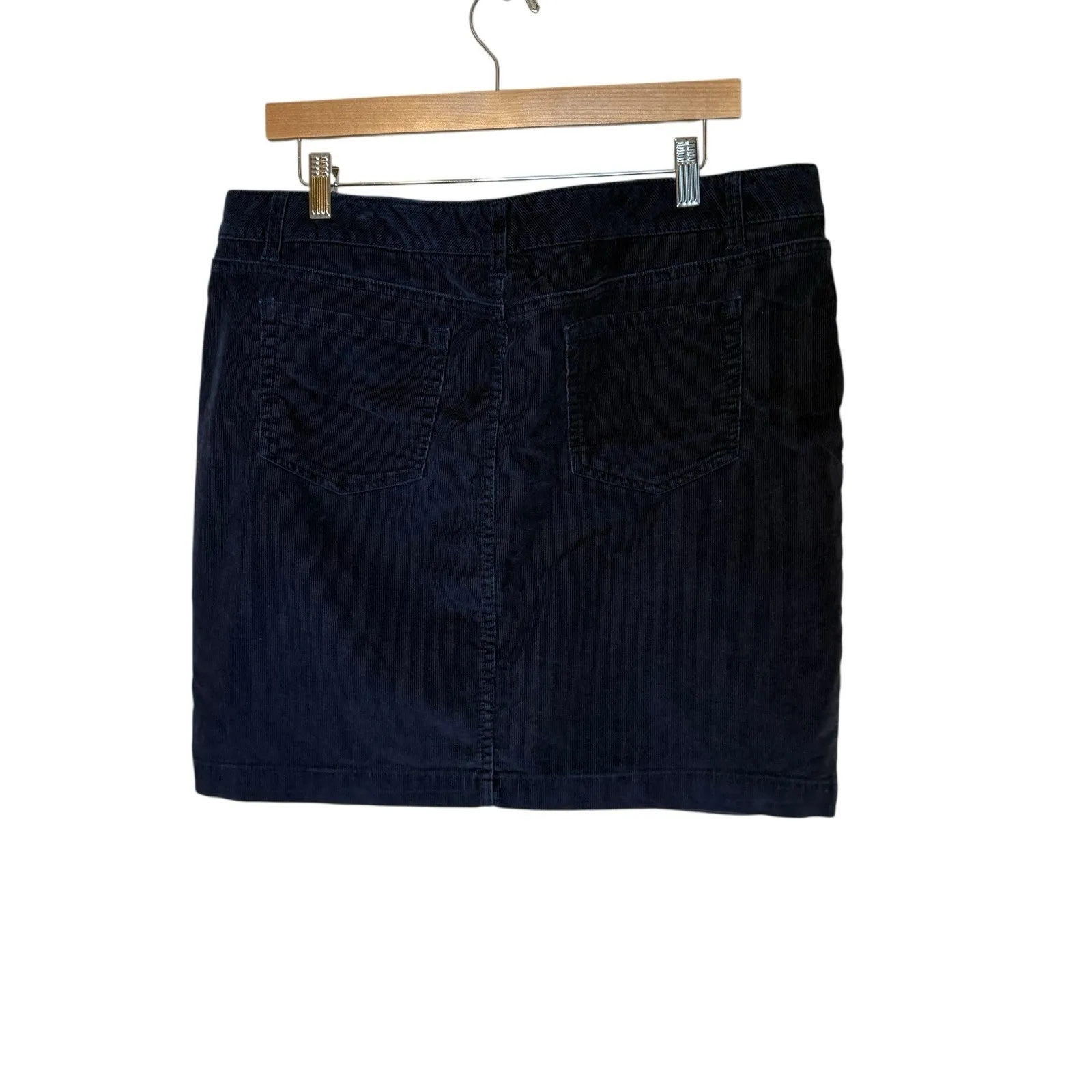 G.H Bass & Co Women Corduroy Pencil Straight Skirt Stretch Navy Blue Size 14 - Image 2