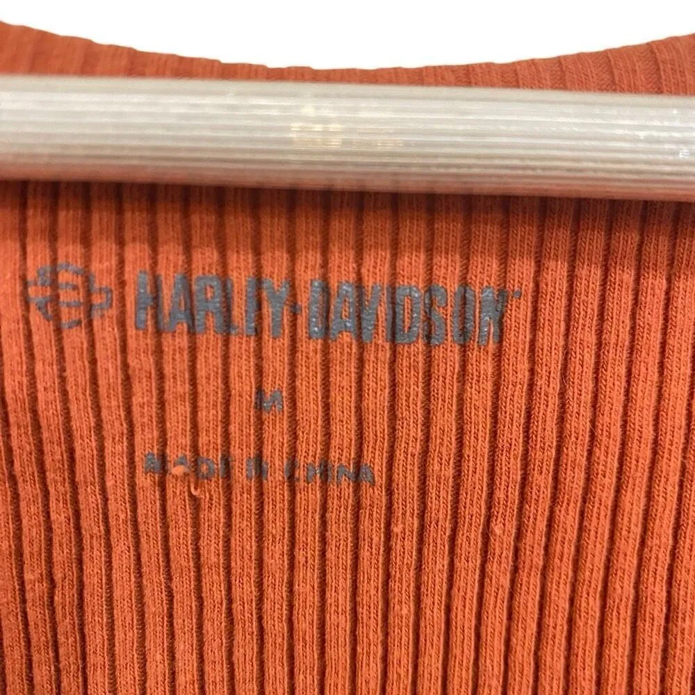 Harley Davidson ribbed sleeveless orange bodysuit medium - Image 4