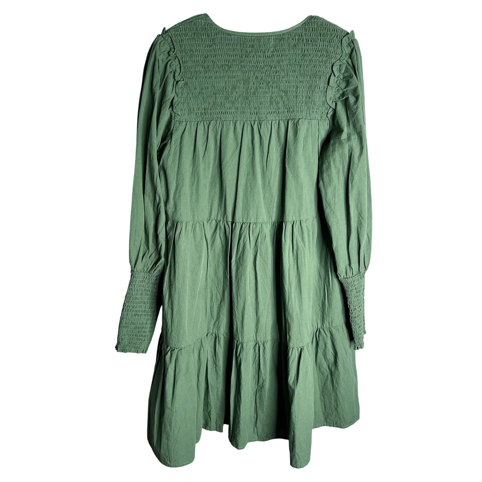 Tuckernuck Pomander Place Ceci Mini Dress Size XS Green Tiered‎ Long Sleeve Mini - Image 6