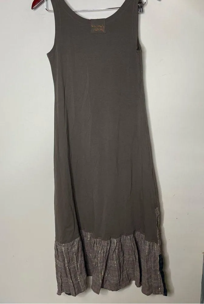 Ian Mosh grey Boho midi tank dress layered bottom sz 2 M Size M - Image 10