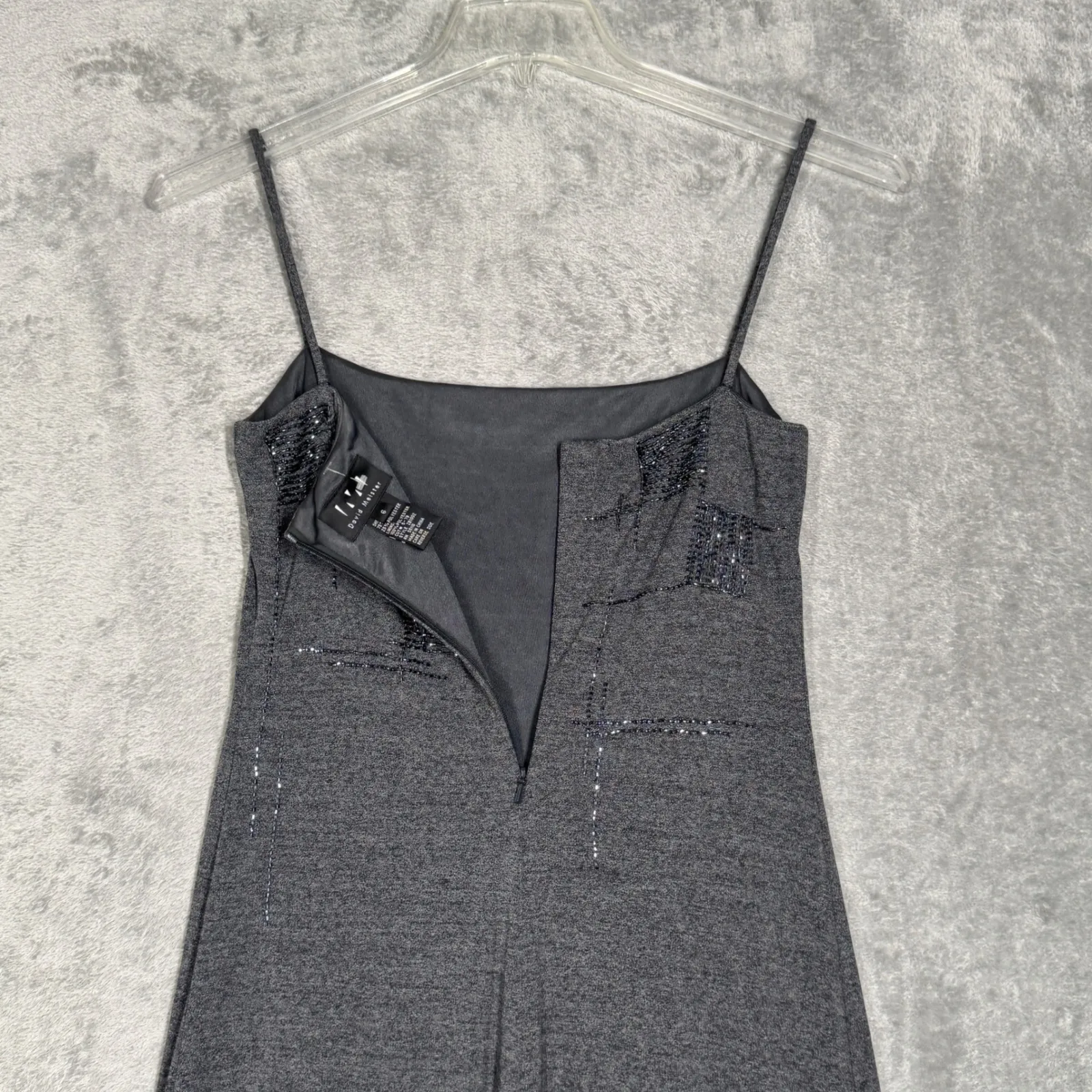 David Meister Maxi Dress Womens 6 Gray Beaded Casual Cocktail‎ Evening Party - Image 6
