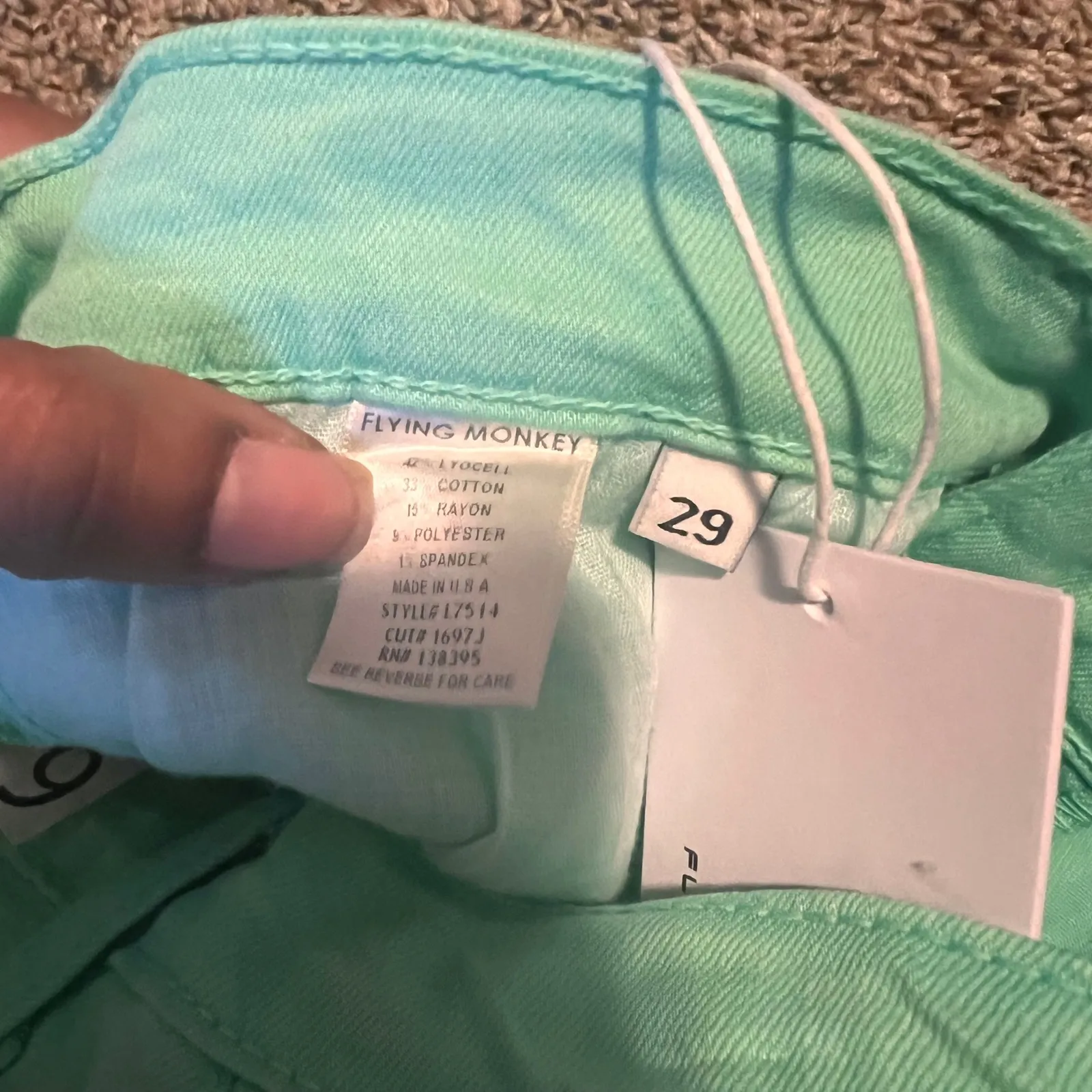 Flying Monkey Women Jeans Mint Green Distressed Skinny‎ Size 29 - Image 3