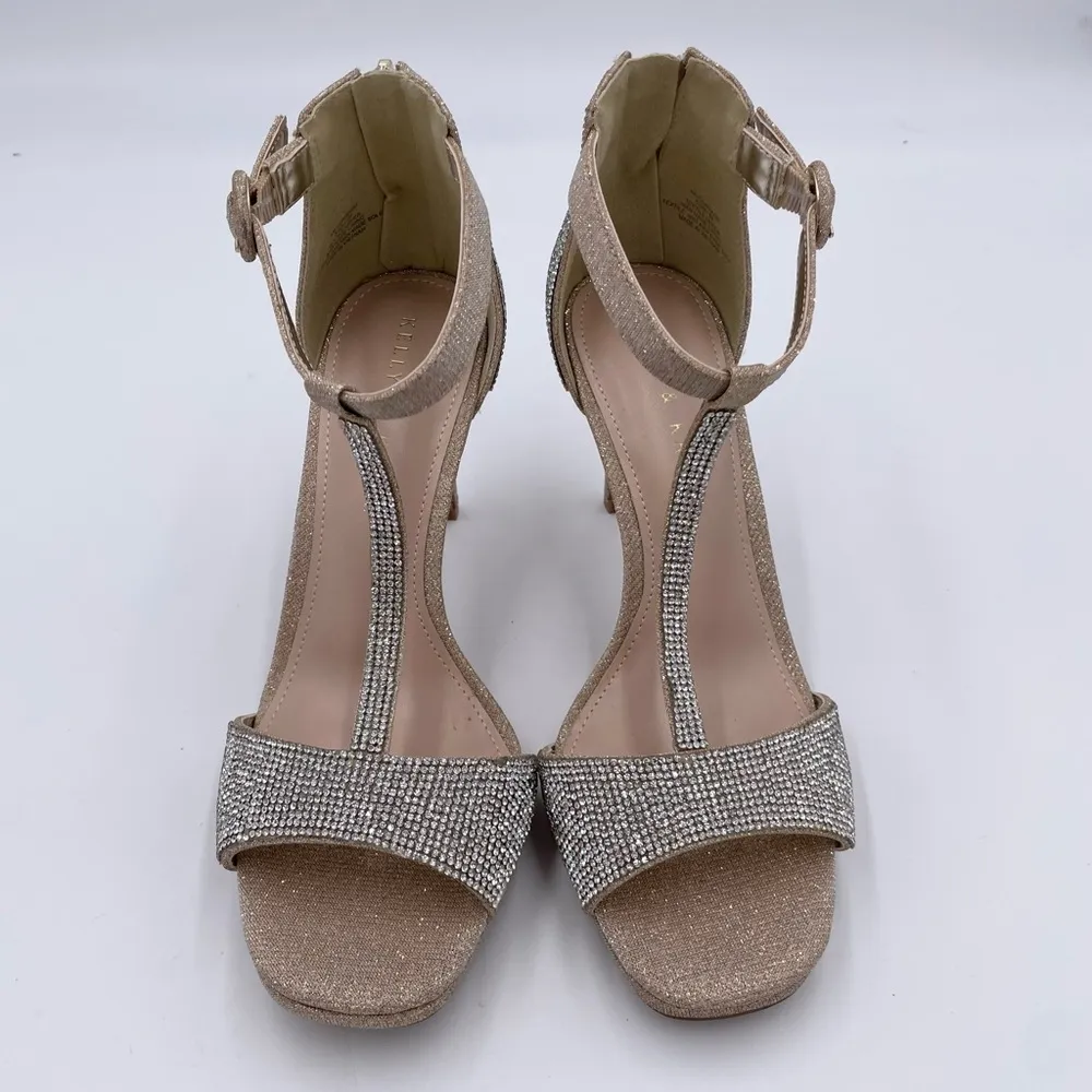 Kelly & Katie Conradd Platform Sandal Heels Size 8.5 Rhinestone Glitter Bridal - Image 3