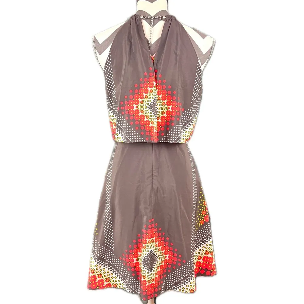 Jessica Simpson Taupe & Coral Popover Halter Dress - Size XS - Image 6