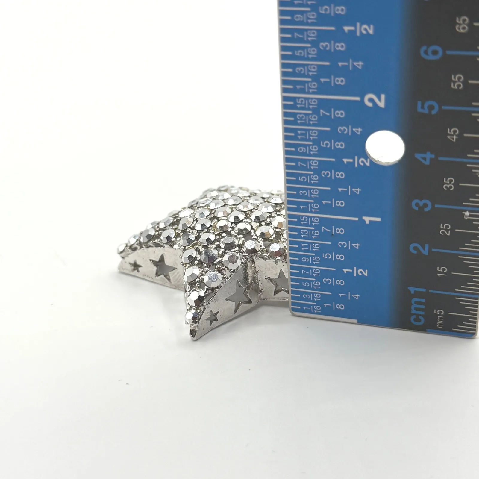 Silver Tone Pave Star Pendant Rhinestone Celestial Charm Y2K - Image 8