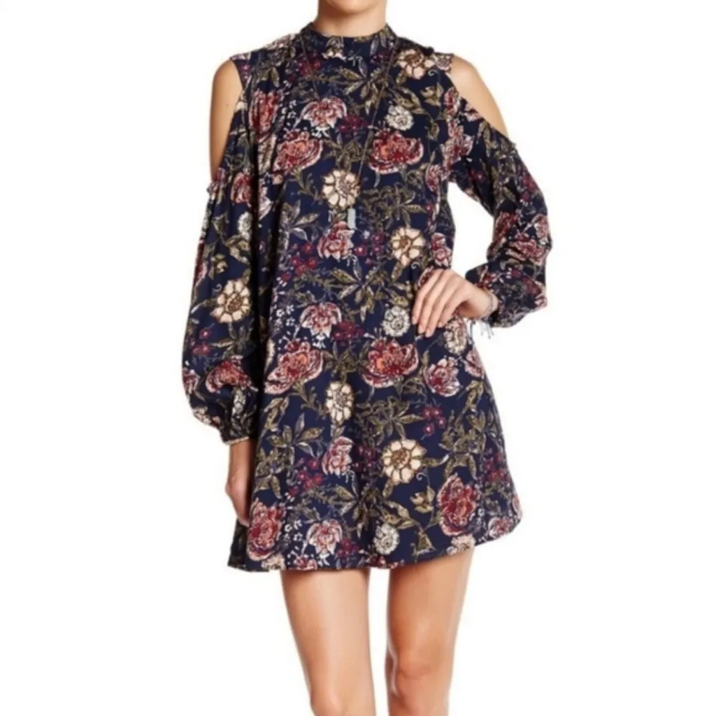 Angie Navy Blue Floral Print Women Dress Size Medium - Image 3