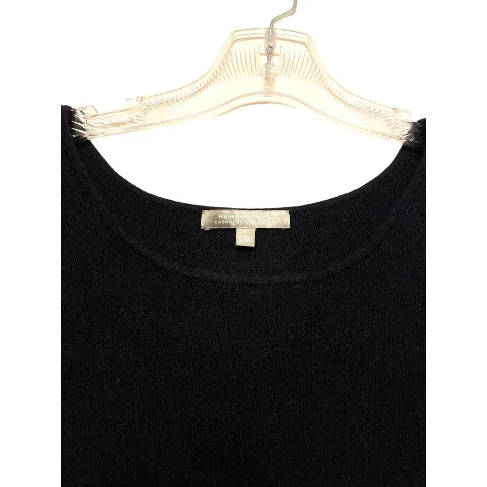 Neiman Marcus Women's Black Short Sleeve Cashmere Knit Mini Dress Size Small LBD - Image 3