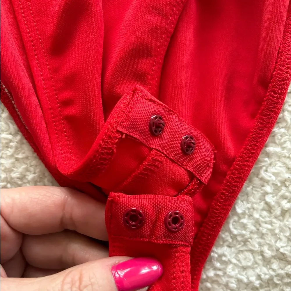 NWT ZARA Red Cross Strap Bodysuit with Silver Ring Hardware - Image 9