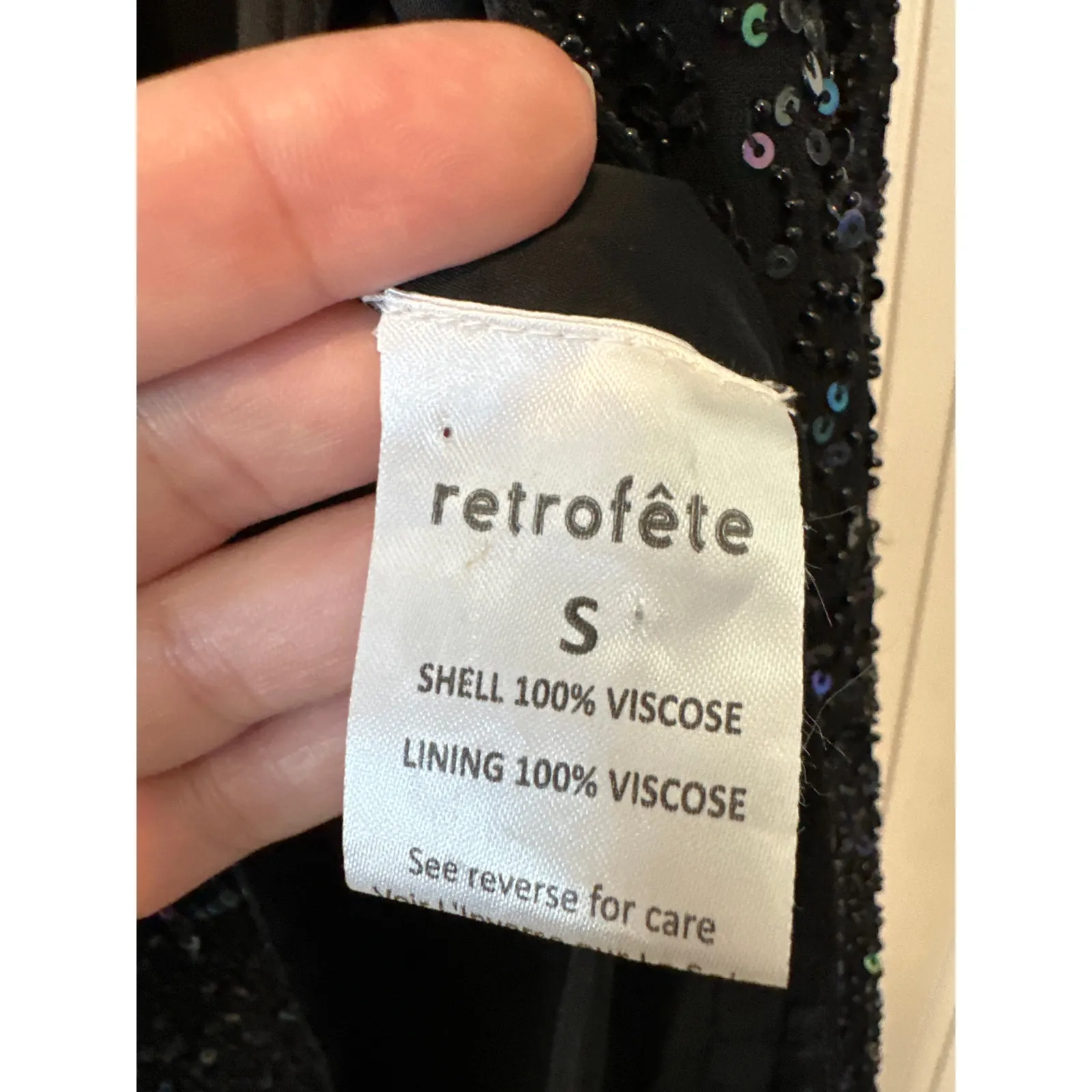 Retrofete Jasmine Black Sequin Wrap Midi Dress NWT Size Small - Image 10