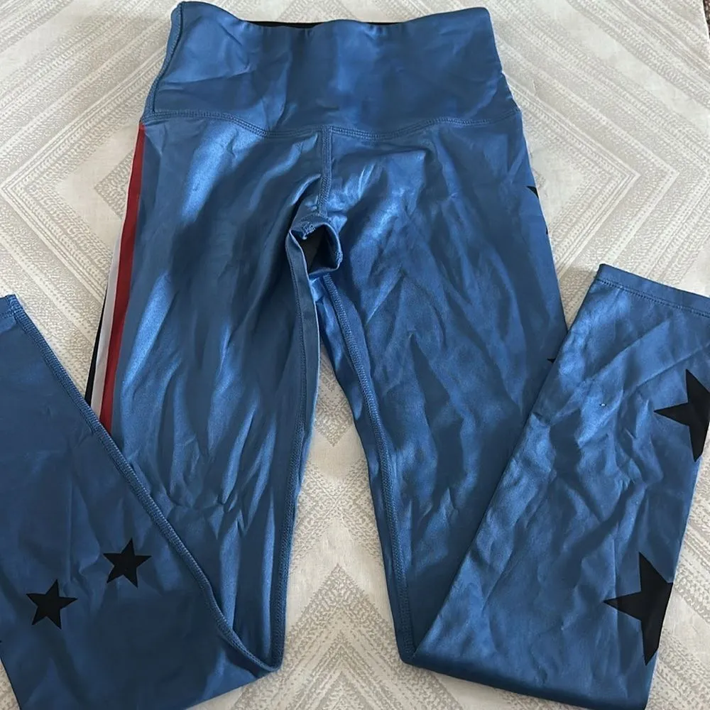 Noli Women’s Light Blue Stars & Stripes High Waisted Leggings - Size XS - Image 3