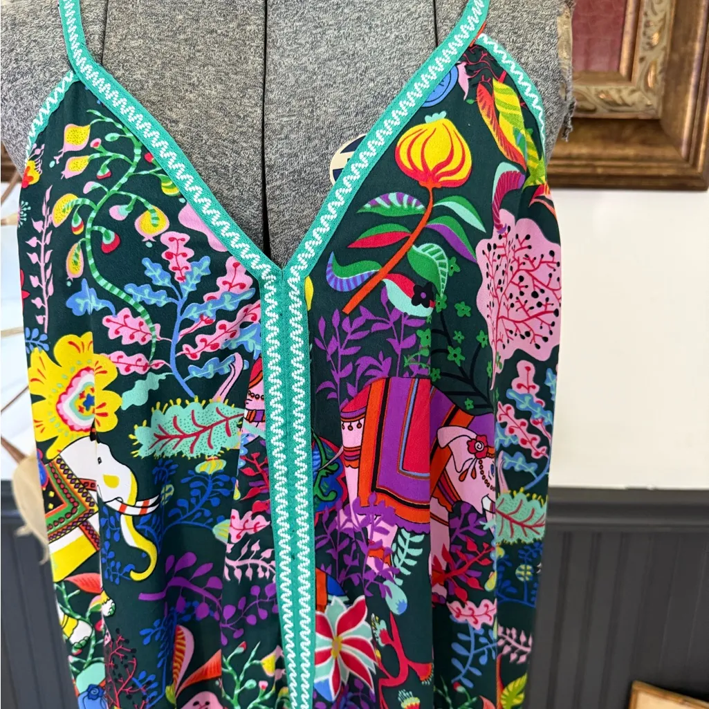 America & Beyond Majestic Nights Vibrant Multicolor Maxi Dress ~ Size Large 💛🍄 Black - Image 5