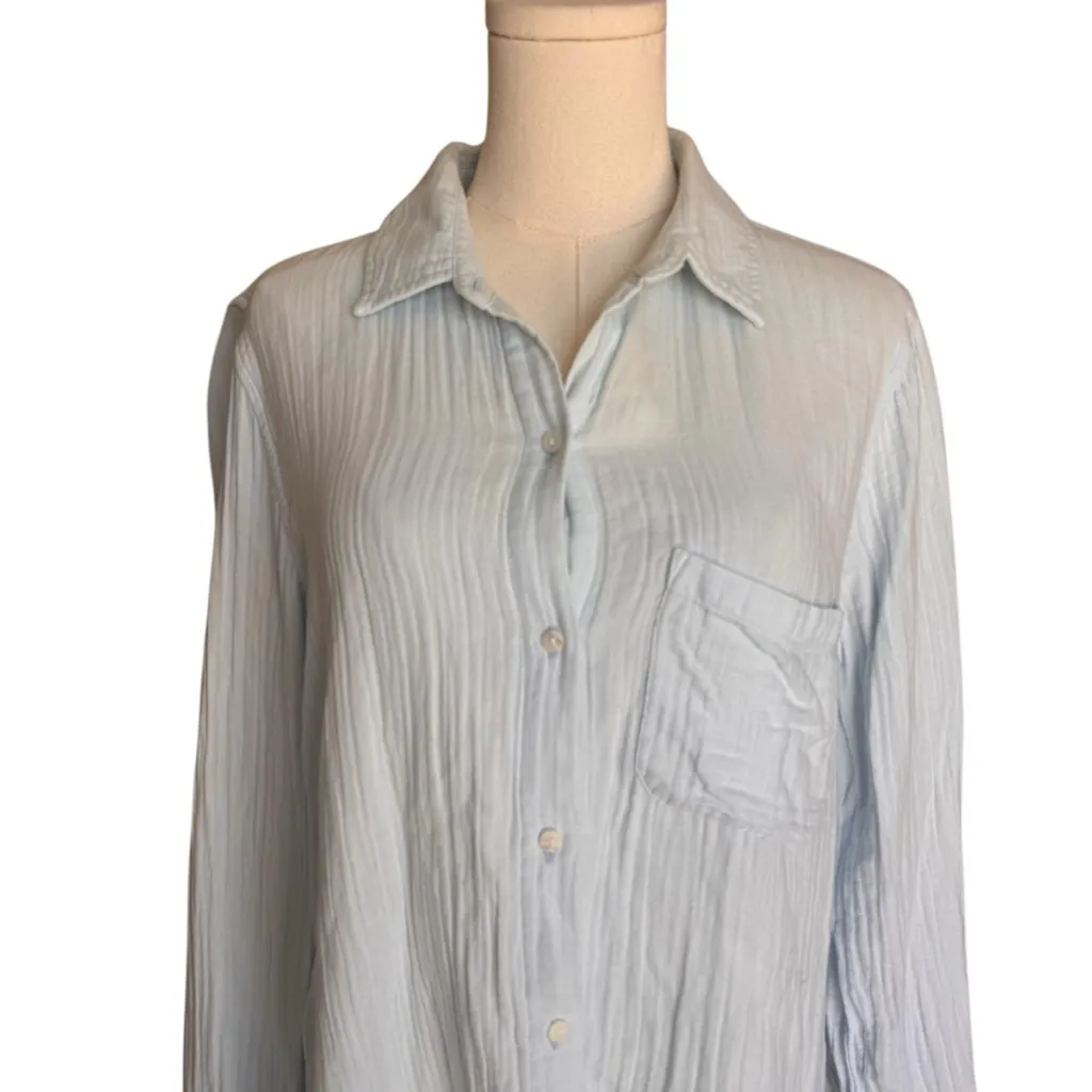 Quince - Light Blue Gauze Button-Down Shirt Sz S - Image 3