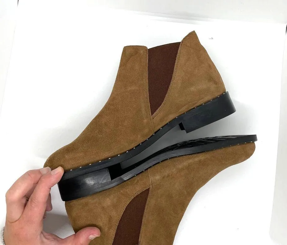 Patricia Green Palma Tan Leather Block Heel Studded Ankle High Boot Size 6 NEW - Image 10