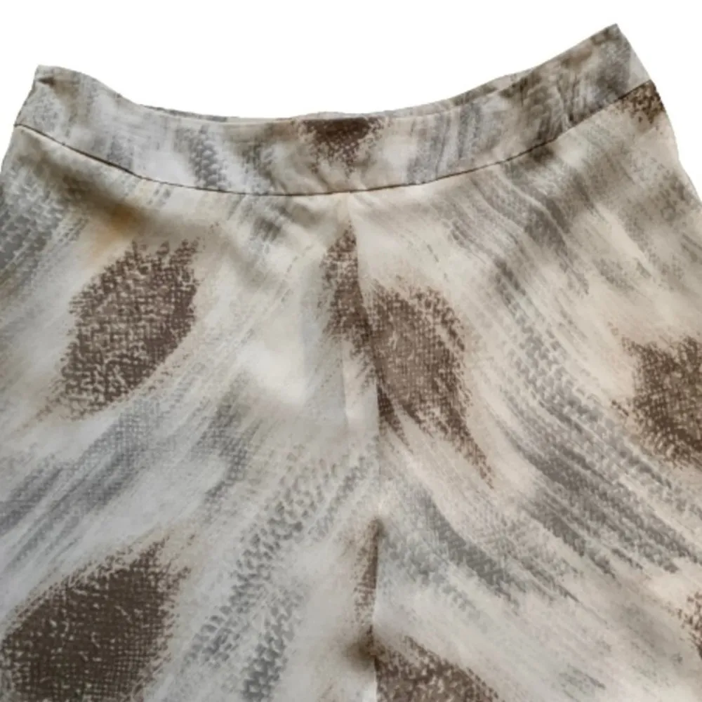 Darjoni Skirt Cream Brown Gray Flowy Chiffon Layered Knee Length Skirt Size 16 - Image 9