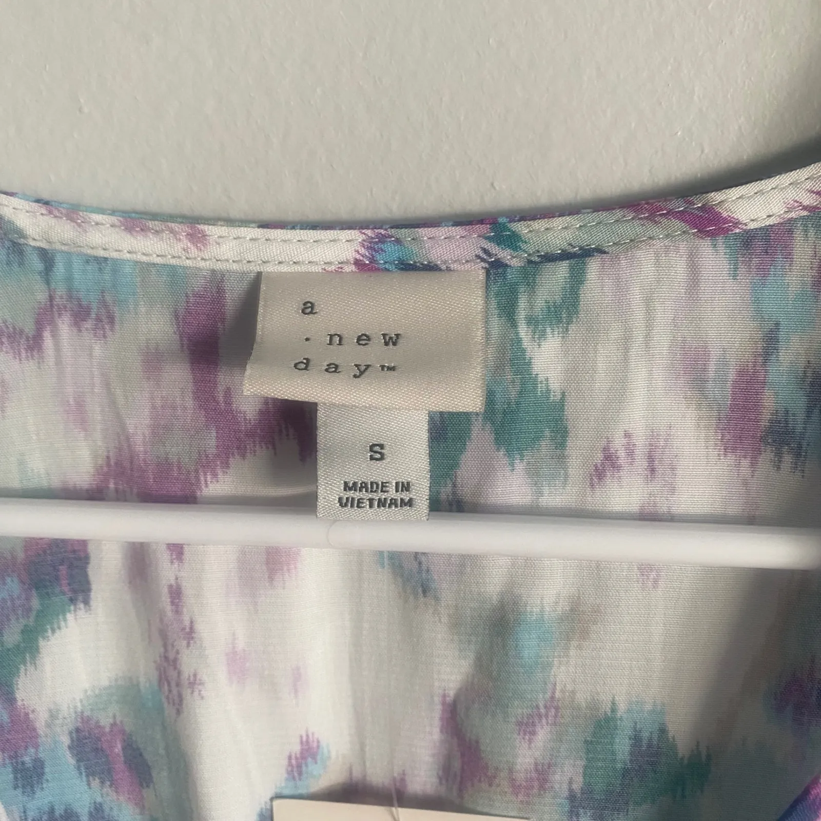 A New Day‎ Womens Crepe Puff Short Sleeve Midi Dress Blue Floral Size Small - Image 3