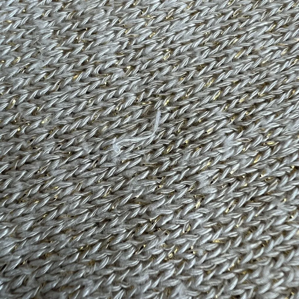 Urban Outfitters Extra Small Slouchy Cropped long Sleeve Knit Shirt White Gold - Image 10