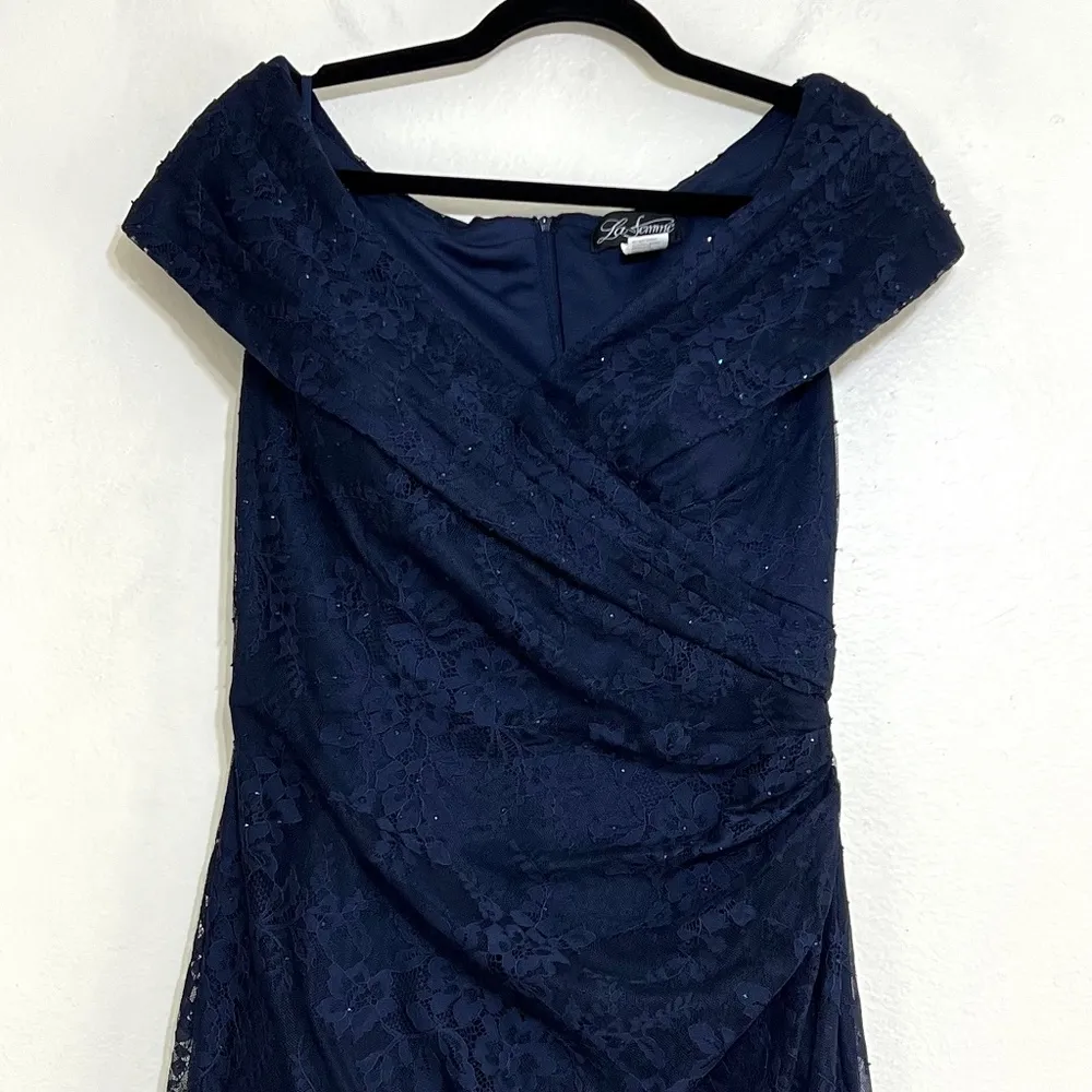 La Femme 27982 Portrait Neck Cap Sleeve Lace Gown - Image 4