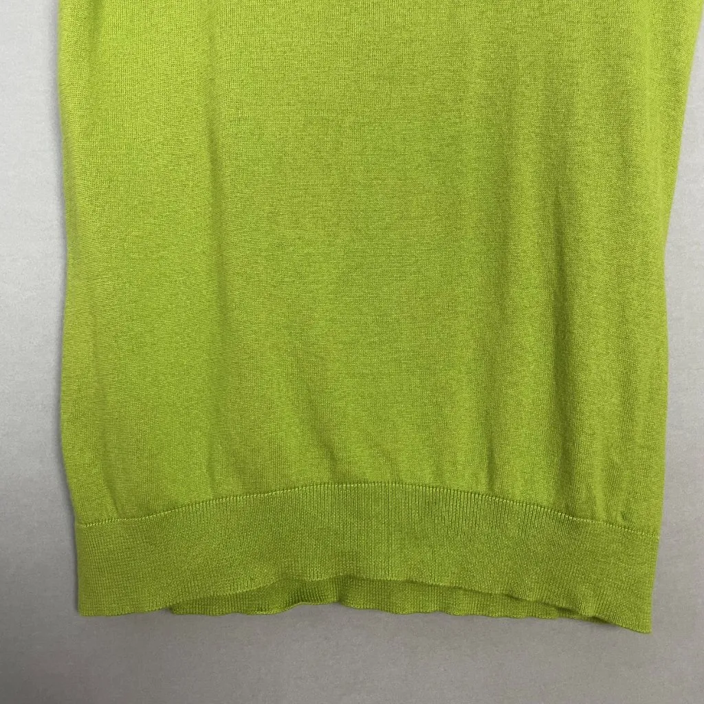 August Silk Sweater Tank Top Sleeveless Cotton Modal Women Sz Medium Lime Green - Image 4