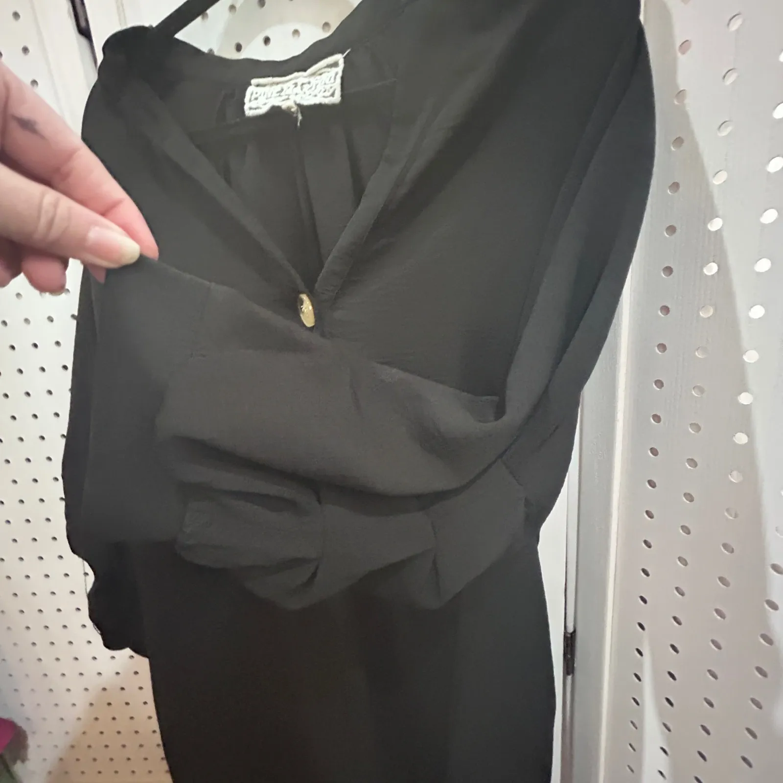 Pink Martini Black V Neck Button Front Tunic Top Dress Size S - Image 9