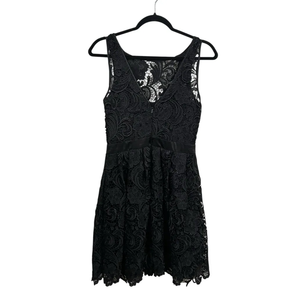 Aidan Mattox Black Lace Overlay Cocktail Dress Size 4 Event Prom Evening. - Image 5